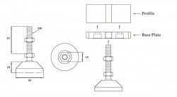 Регулируемая шарнирная опора D60, М8х50