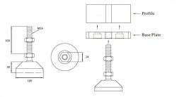 Регулируемая шарнирная опора D100, М16х100
