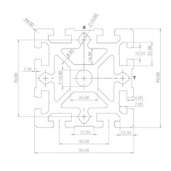 Алюминиевый конструкционный профиль 90x90 8 Т-пазов